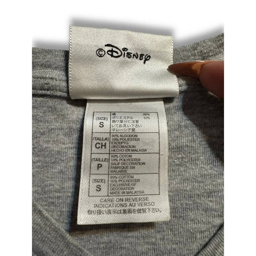 Disney Sorcerer Mickey Embroidered V-Neck Tee Gray Women’s Small